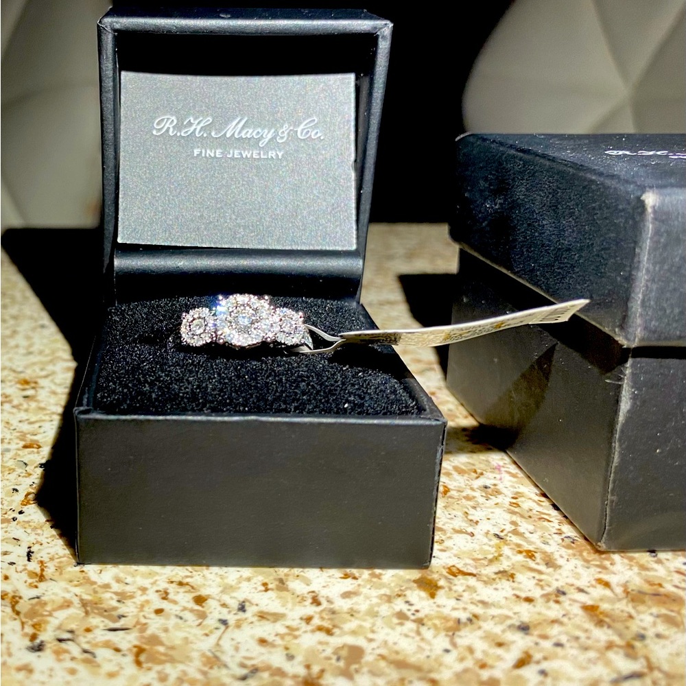 3 stone 3/4 carat diamond 14k white gold ring from Macy’s